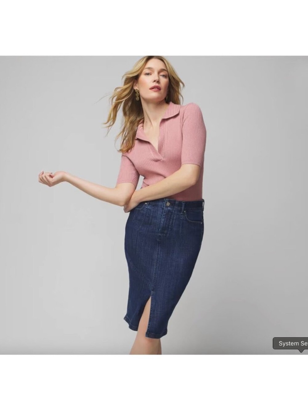 White House Black Market Dark Blue Denim Pencil Skirt with Front Slit - 10!!